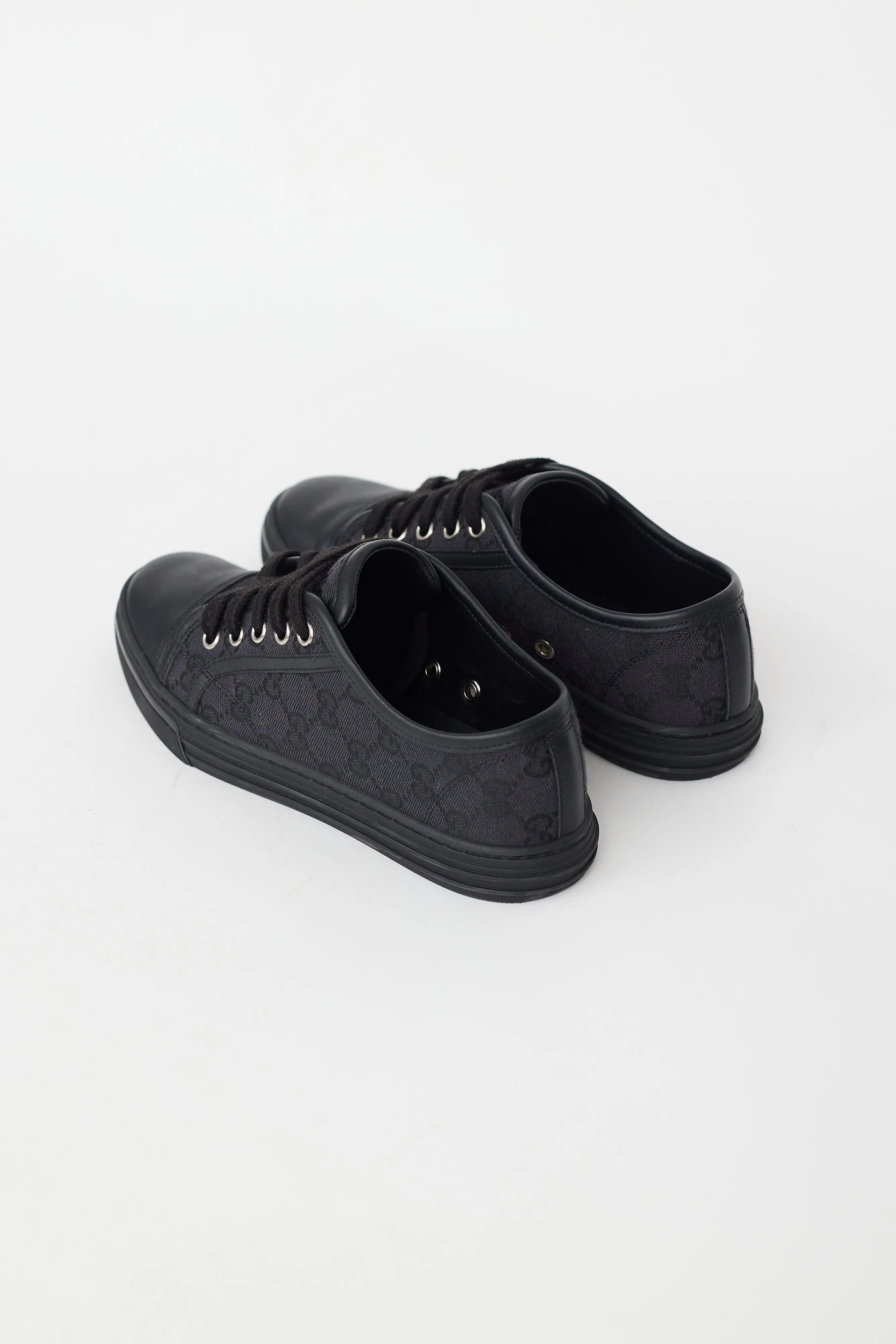 Black Leather & Canvas GG Sneaker