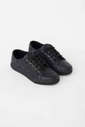Black Leather & Canvas GG Sneaker