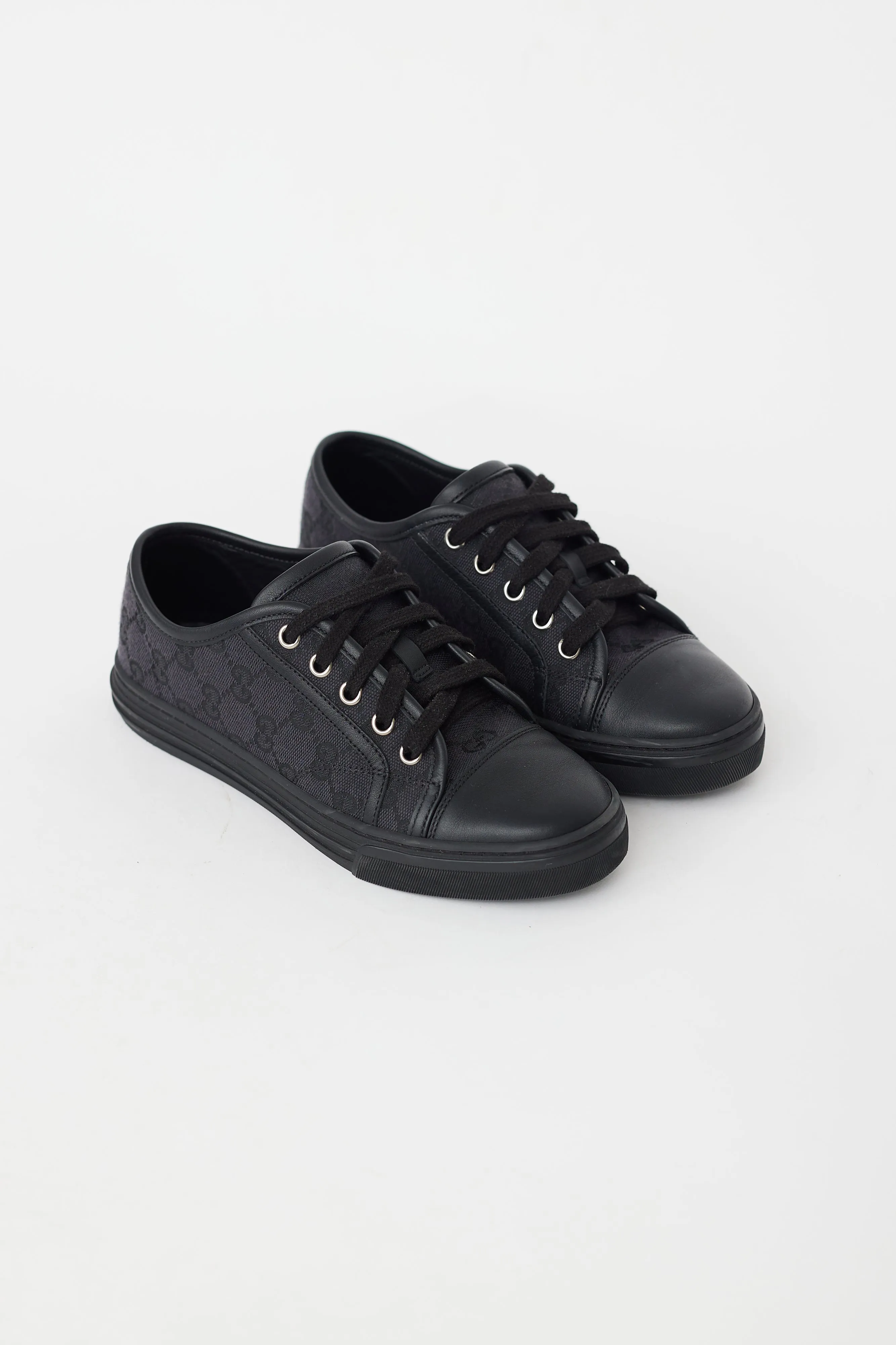 Black Leather & Canvas GG Sneaker