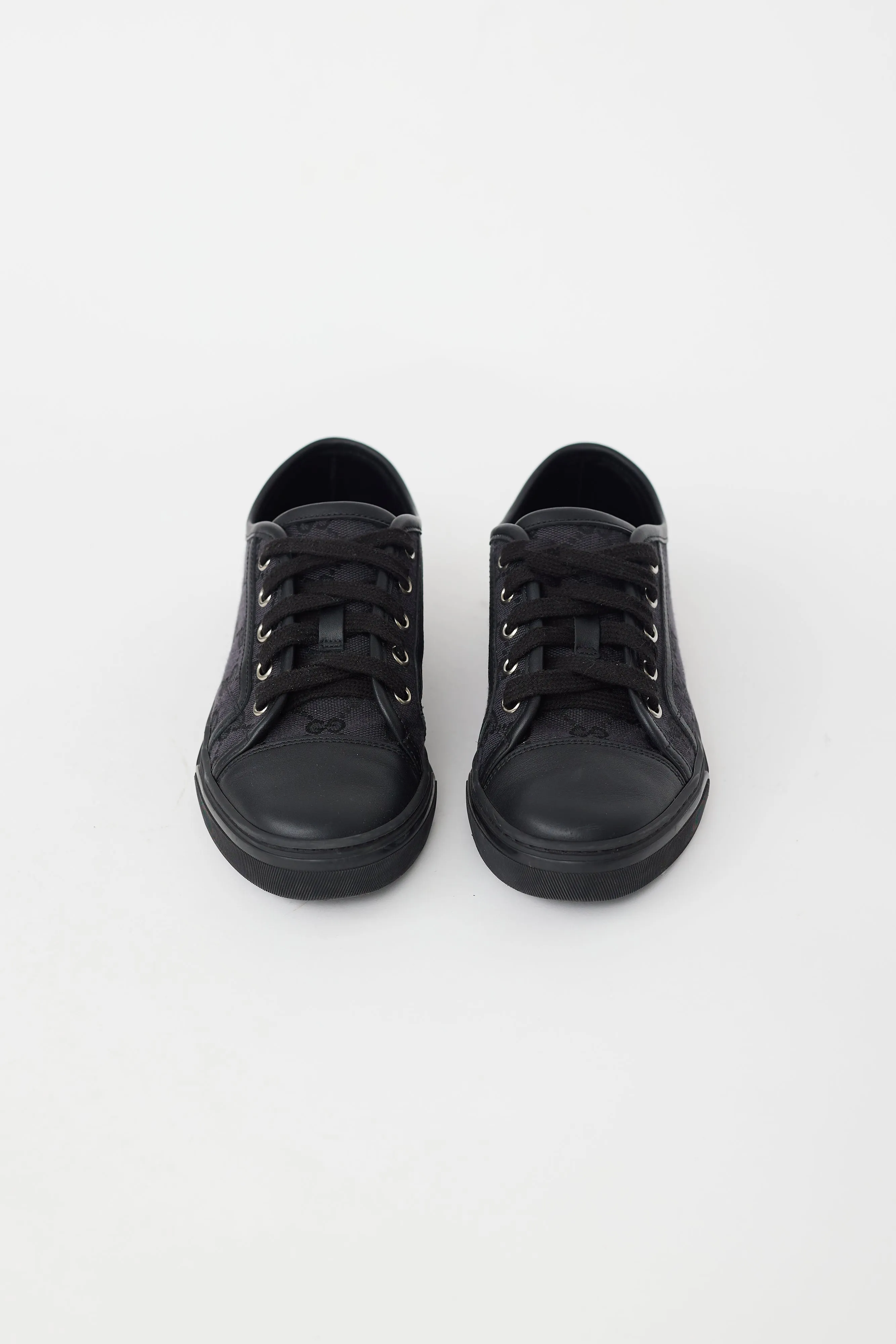 Black Leather & Canvas GG Sneaker