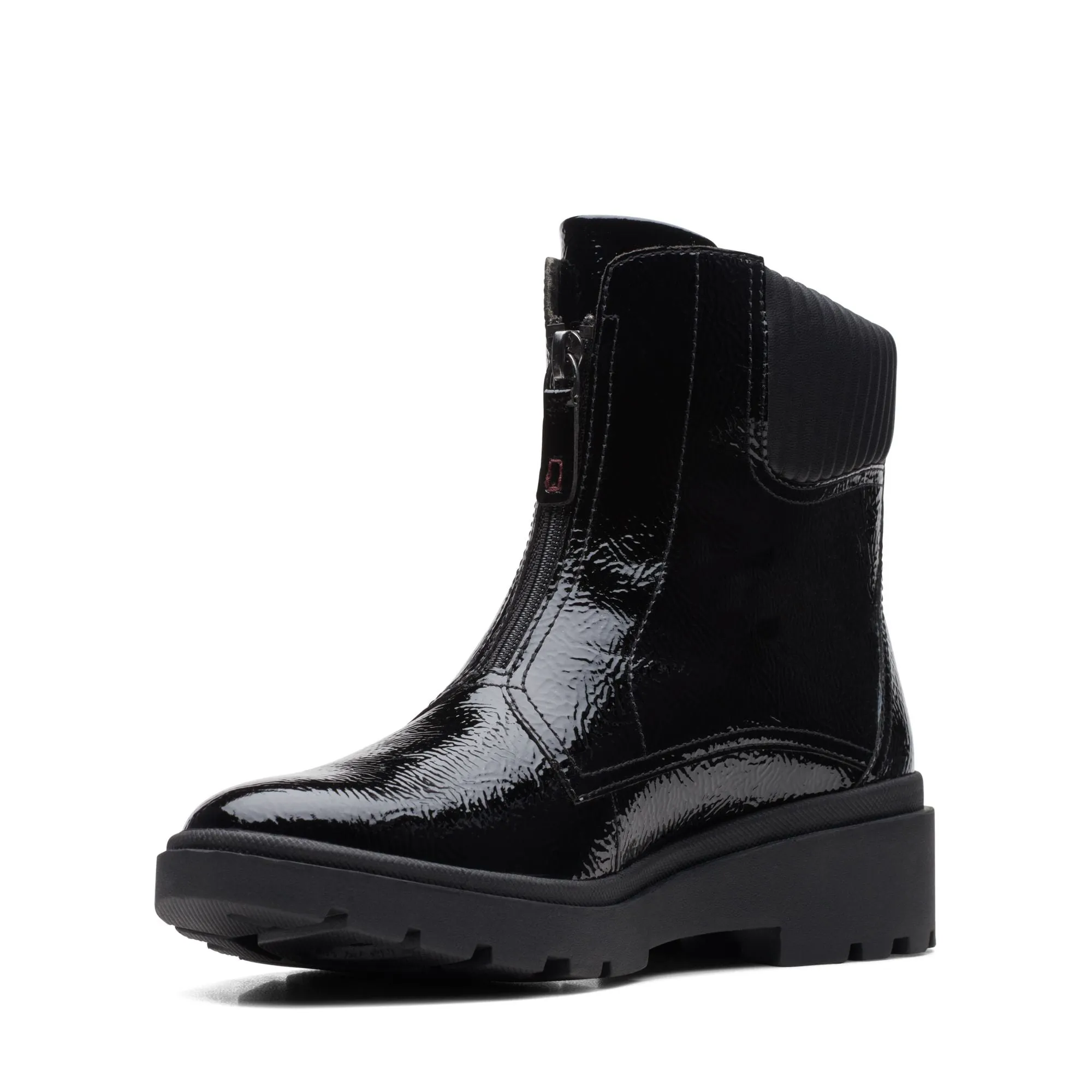 Clarks Calla Zip Black Patent Boots