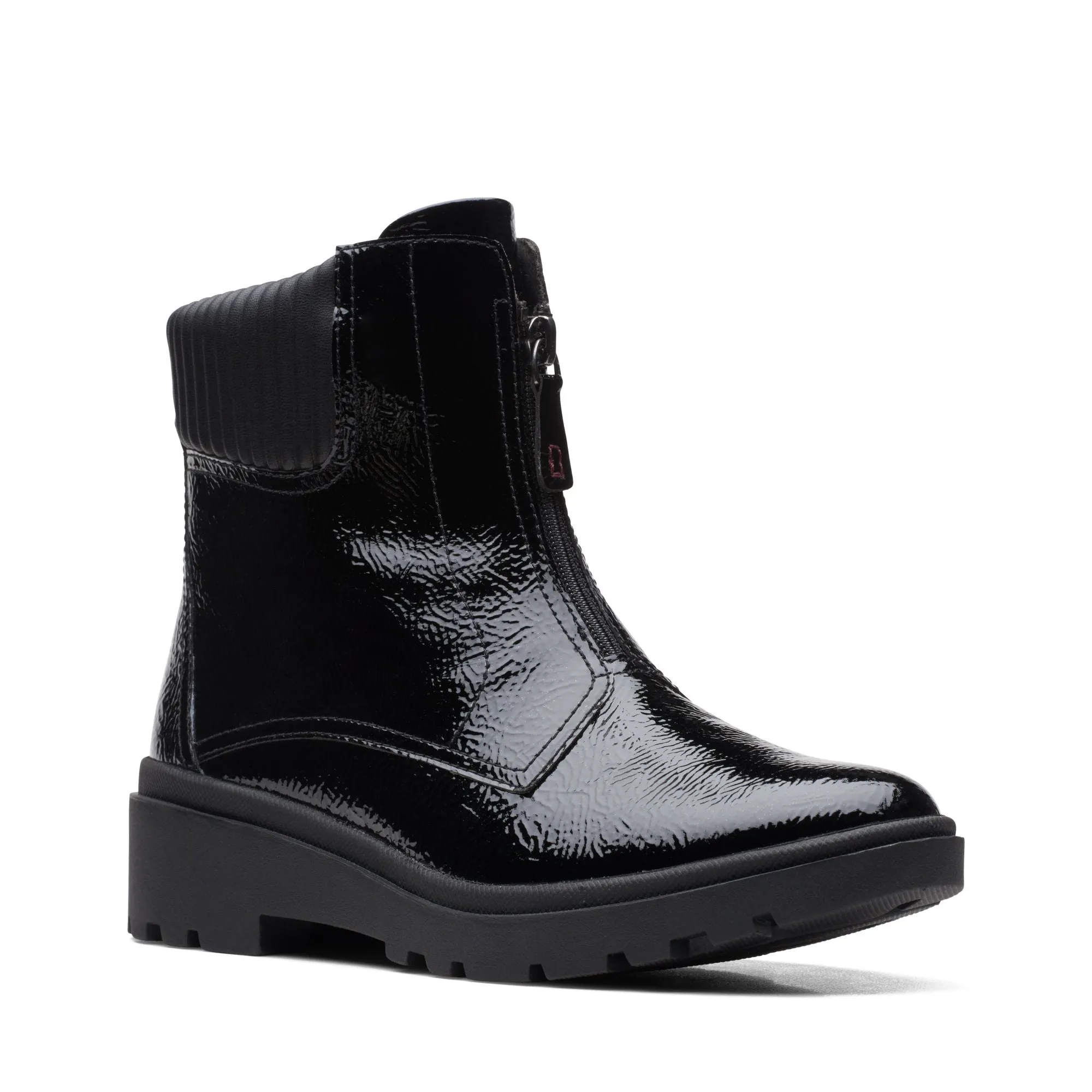 Clarks Calla Zip Black Patent Boots