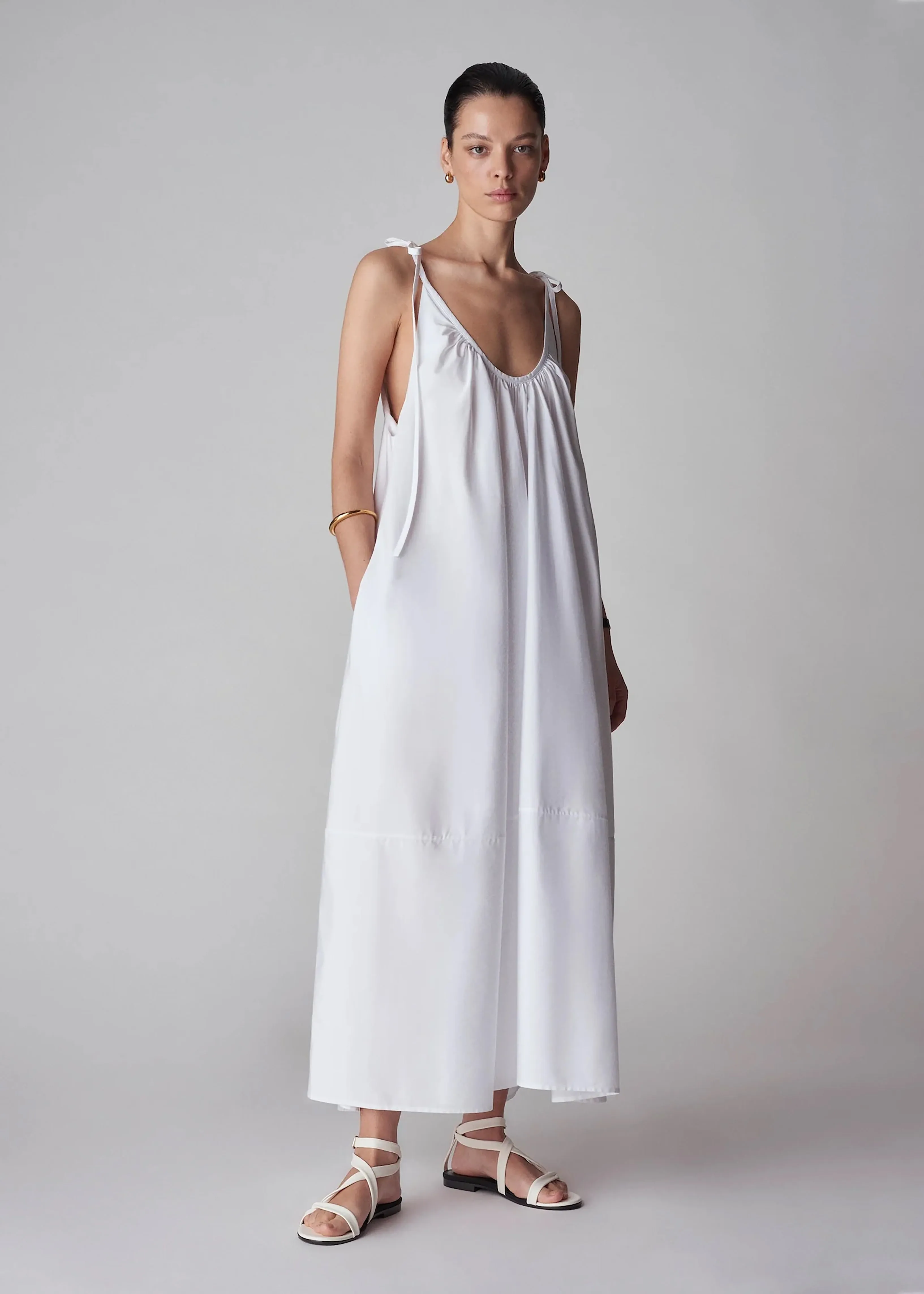 Gathered Maxi Dress - White