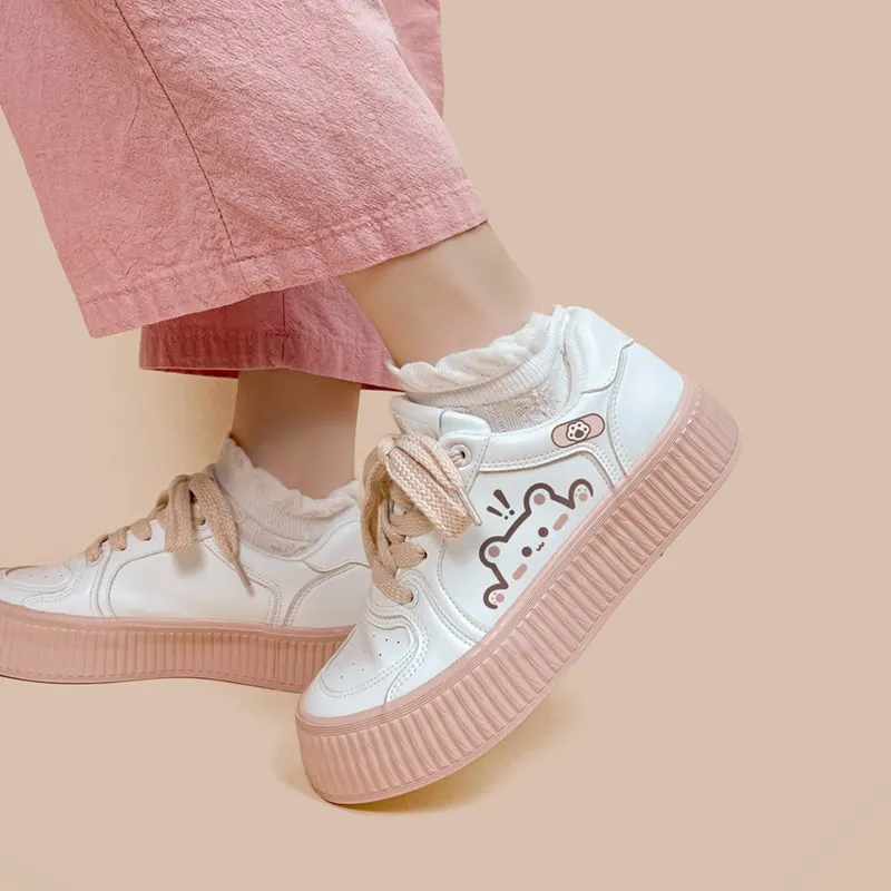 Kawaii White Platform Tennis Shoes