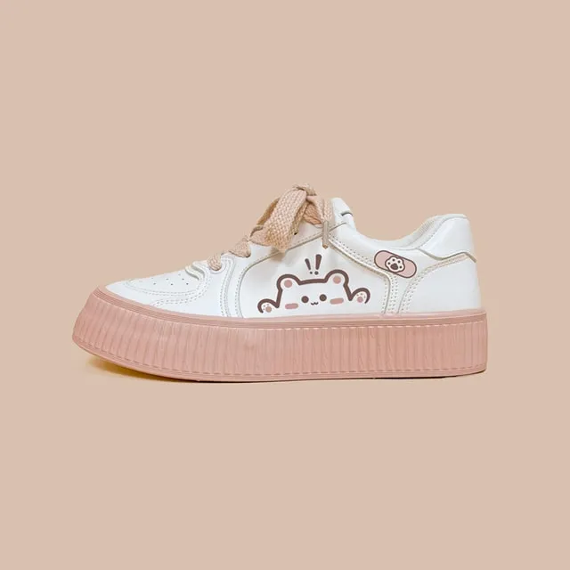 Kawaii White Platform Tennis Shoes