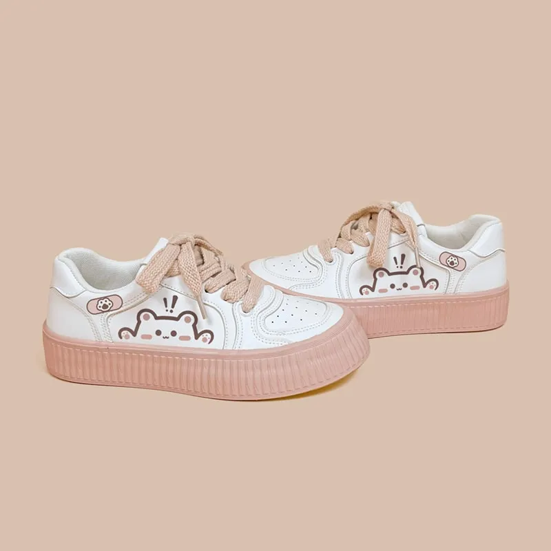 Kawaii White Platform Tennis Shoes