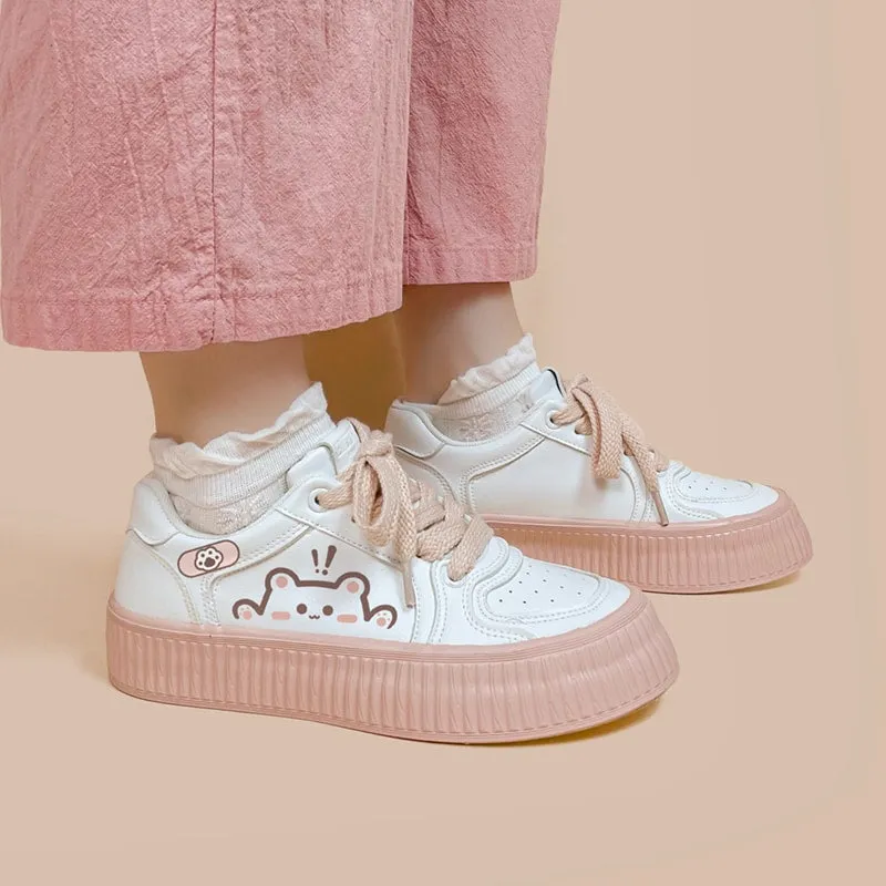 Kawaii White Platform Tennis Shoes