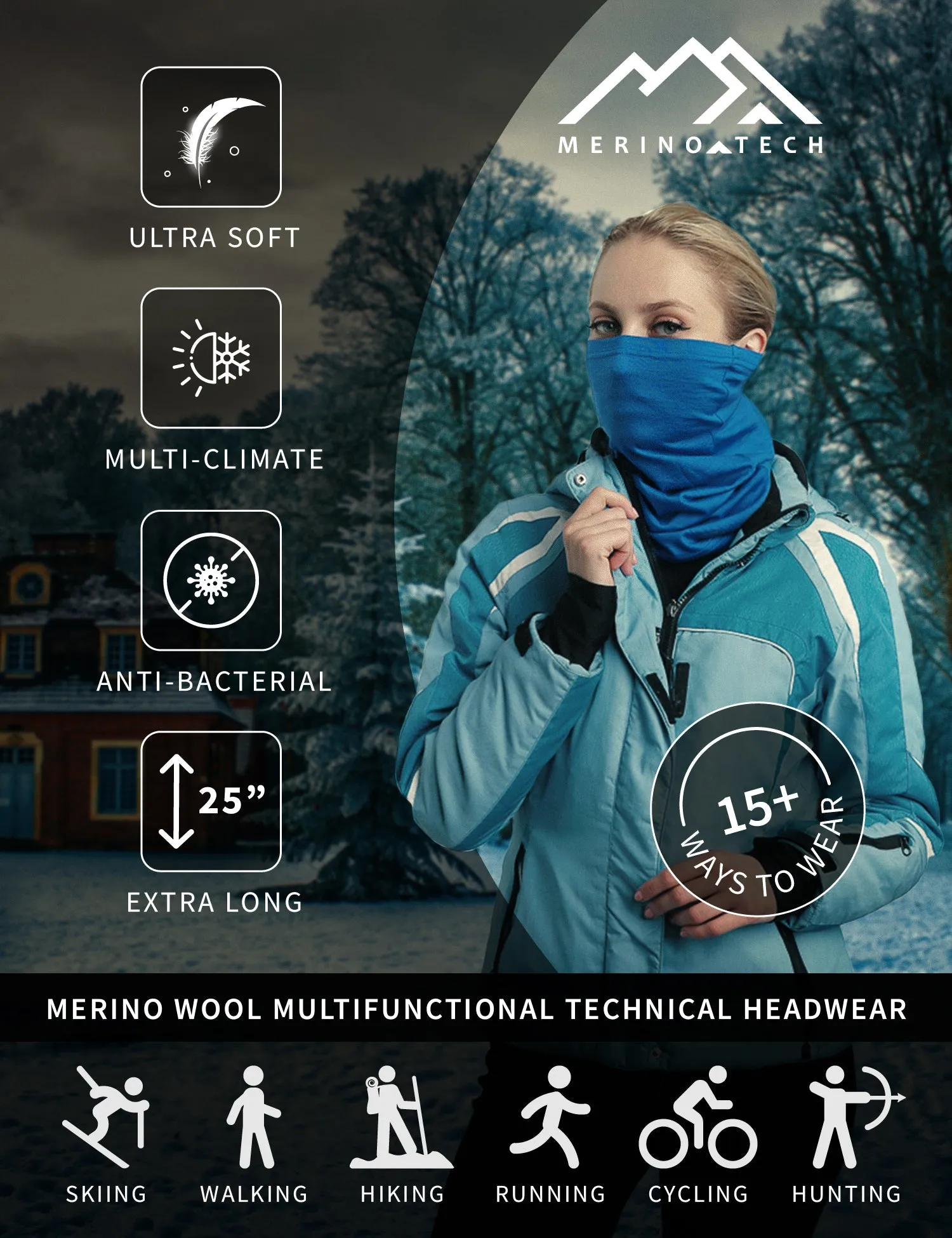 Merino Neck Gaiter 165 Sky Blue