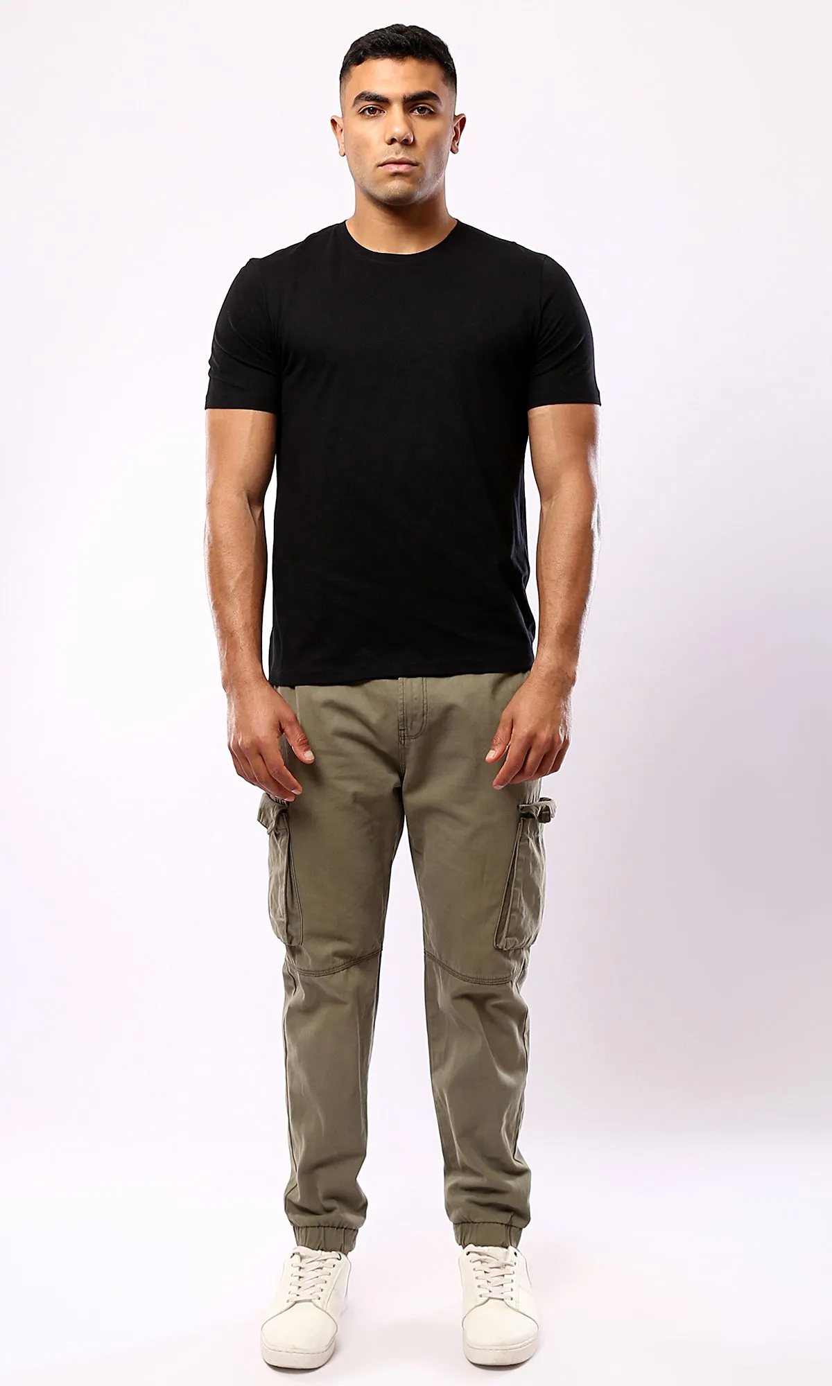 O182894 Solid Short Sleeves Black Basic Tee