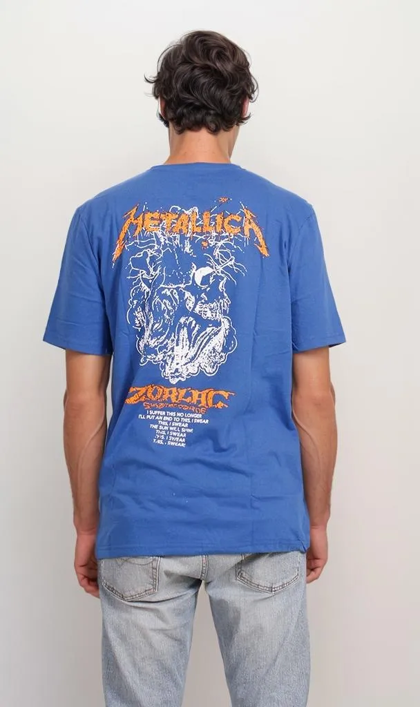 O203104 - Metallica Band Graphic T-Shirt  Royal Blue