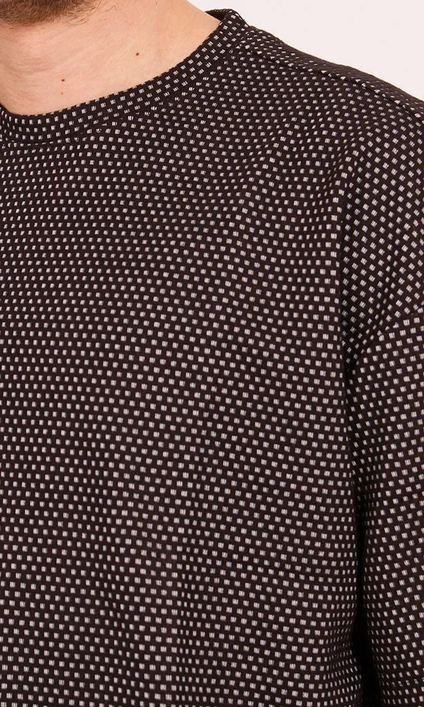 O204270 - Textured Pattern Oversized T-Shirt  Black