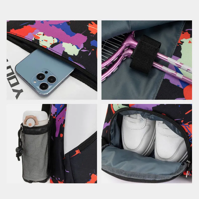 Racket Bag For Teenager Colorful Printing Waterproof Oxford Sports Bag