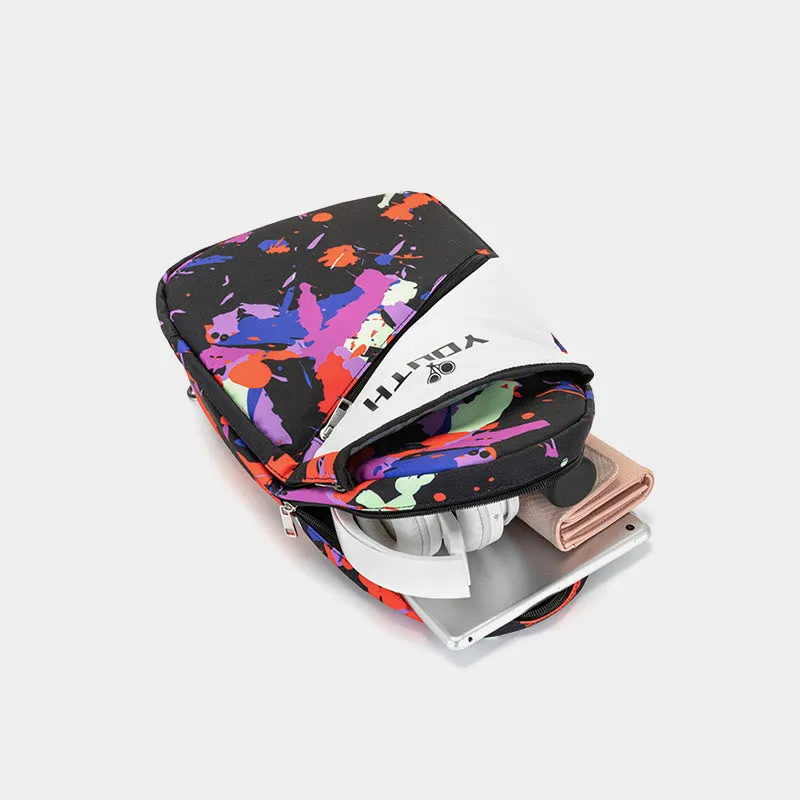 Racket Bag For Teenager Colorful Printing Waterproof Oxford Sports Bag