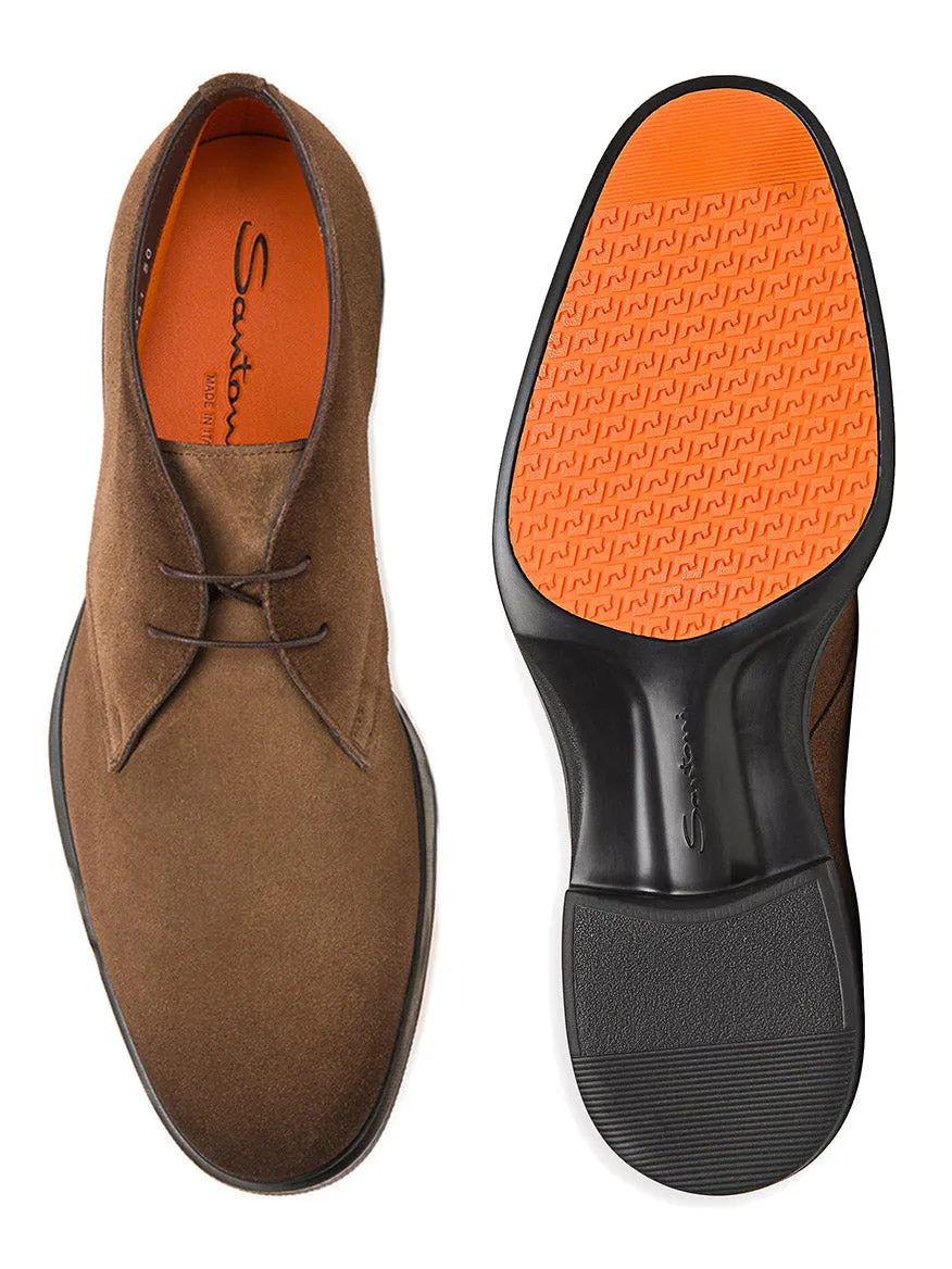 Santoni Easy Desert Boot in Brown Suede