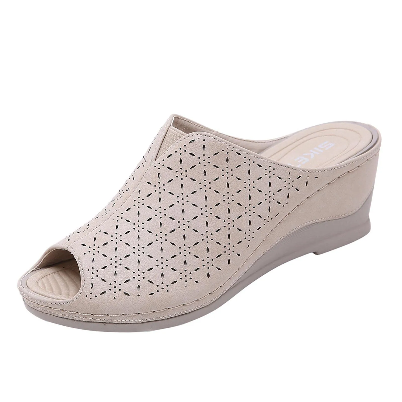Slipper for Women Fashion Fish Mouth Open Toe Hollow Slip-on Platform Slippers Casual Outdoor Ladies Shoes   B730485