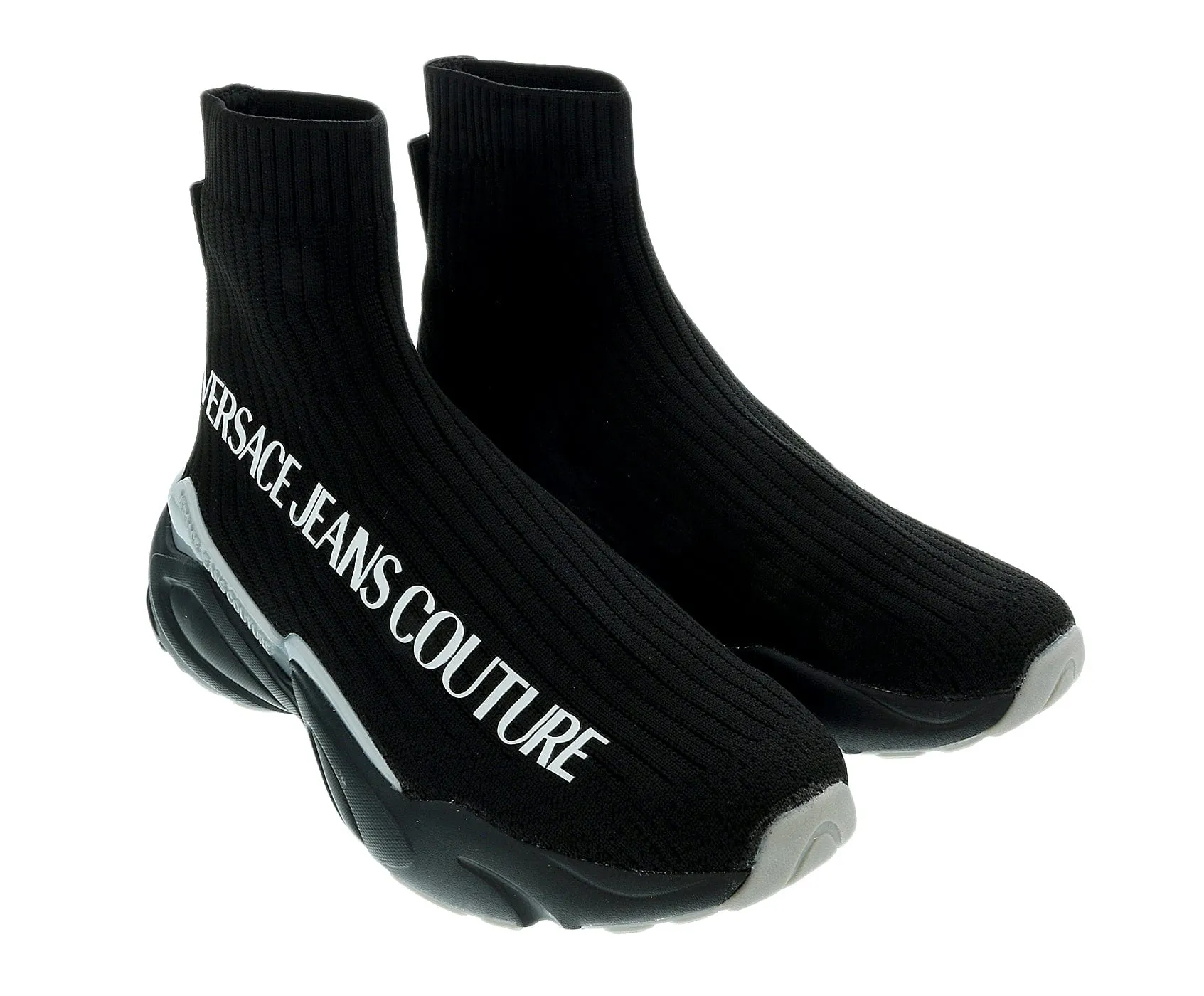 Versace Jeans Couture Black Signature Print Slip On Sneakers-