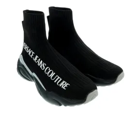 Versace Jeans Couture Black Signature Print Slip On Sneakers-
